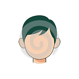 Minimalist male avatar vector with dark green hair and simple facial features for profile design and user interface icons