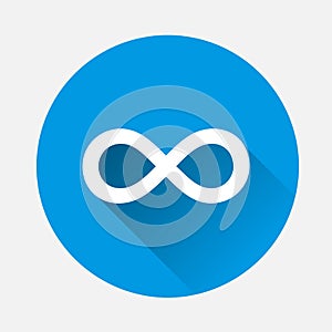 Vector image of the sign of infinity. Vector illustration on blu