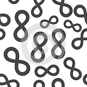 Vector image of the sign of infinity. Vector illustration infinity seamless pattern on a white background