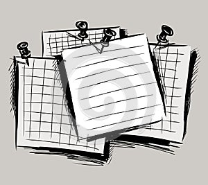 Vector image of sketches letterheads for message on wall