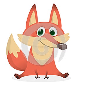 Vector image of smiling orange cartoon fox.