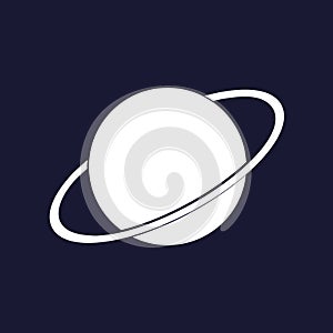 Vector image of space. Planet Saturn Icon. Vector white icon on