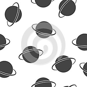 Vector image of space. Planet Saturn white seamless pattern on a white background