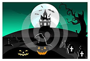 vector image of team halloween cemetery background photo