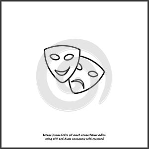 Vector Image Theatrical face mask. Drama and comedy, laughter and crying on white isolated background