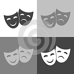 Vector Image Theatrical face mask. Drama and comedy. Vector on