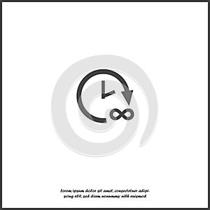 Vector image of time, hours and infinity vector on white isolated background