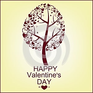 The vector image of a tree with hearts