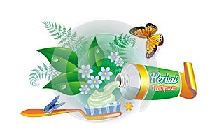 Vector image of a tube of herbal toothpaste