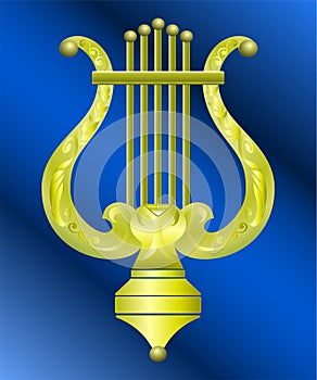 Vector image of vintage gold lyre