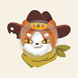 Vector image of a wanted bandit cat. Children's colorful illustration on the theme of the Wild West. Cowboy cat for