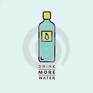 Vector image of water bottle reading drink more water