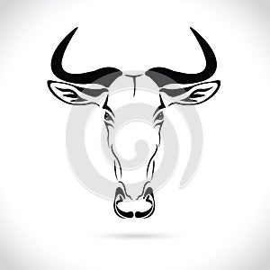 Vector image of an wildebeest head design on the white background