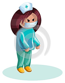 Vector image of a woman in a medical suit in a medical mask. EPS 10. Concept. Image on white background photo