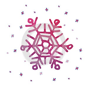 vector imagen with painted pink textured snowflake