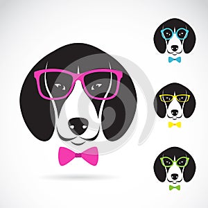 Vector images of dog beagle wearing glasses