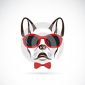 Vector images of dog (bulldog) wearing sunglasses