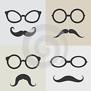 Vector images of glasses and mustaches photo