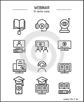 Vector images on the topic of webinar and online education
