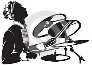 Vector imagThe musician playing drum setting