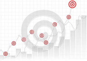 Vector : Increase business graphs with archery targets and arrows on white background