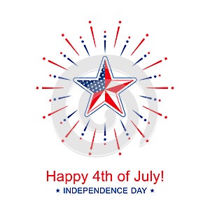 Vector Independence Day with star in national flag colors. Happy 4th of July banner