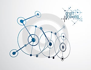 Vector industrial and engineering background, future technical plan. Abstract blueprint of mechanism.