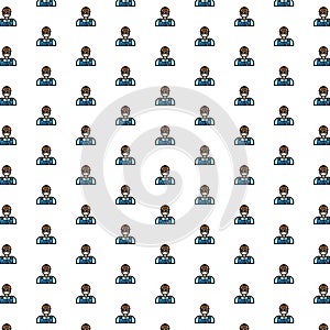 Vector industrial worker, engineer, builder, miner pattern with various icons.