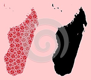 Vector Collage Map of Madagascar Island of Viral Icons and Solid Map