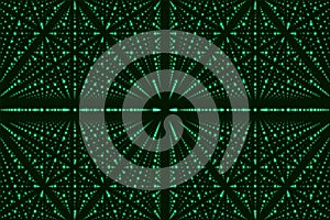 Vector infinity data matrix visualization. Green big data structure with binary numbers lattice.