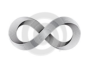 Vector Infinity sign made of metal cables. Mobius strip symbol.