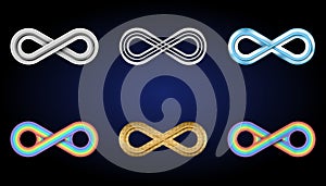 vector of infinity sign set on a blue background.