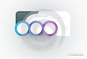 Vector Infographic 3d circle label template design.Infograph with 3 number options or steps.