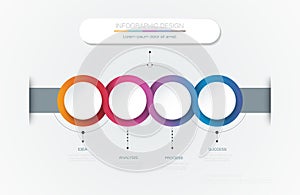 Vector Infographic 3d circle label template design.Infograph with 4 number options or steps