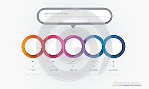 Vector Infographic 3d circle label template design.Infograph with 5 number options or steps.