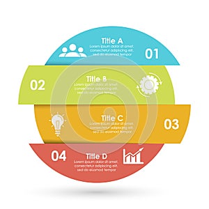 Vector infographic with 4 steps, options or processes. Template for diagram, graph, workflow, web design.