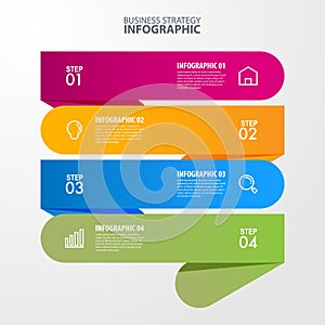 Vector infographic 4 steps strategy design template with clean and modern color