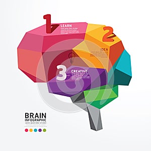 Vector infographic Brain Design Conceptual Polygon Style.