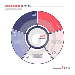 Vector infographic circle chart template. Five parts