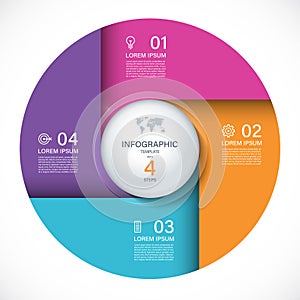 Vector infographic circle. Cycle diagram with 4 steps. Round chart that can be used for report, presentation.