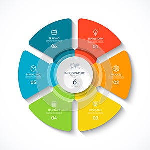 Vector infographic circle. Cycle diagram with 6 options.