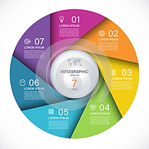 Vector infographic circle. Cycle diagram with 7 steps. Round chart that can be used for report, presentation.