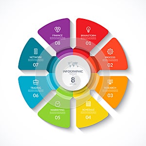 Vector infographic circle. Cycle diagram with 8 options.