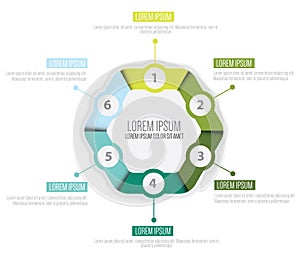 Vector infographic circle with six steps