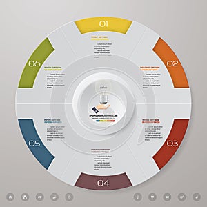 Vector infographic circle template with 6 steps.