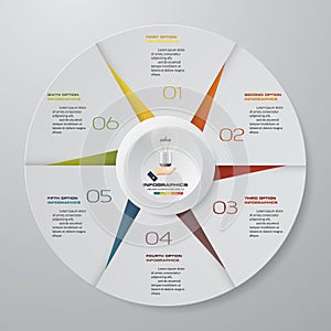 Vector infographic circle template with 6 steps.