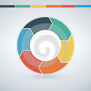 Vector infographic circle. Template for graph, cycling diagram, round chart, workflow layout, number options, web design. 6 steps,