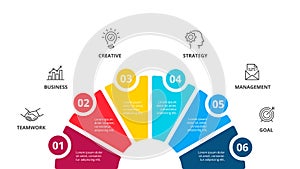 Vector infographic circles with icons and 6 options or steps. Infographics for business concept. Can be used for