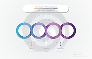 Vector Infographic 3d circle label template design.Infograph with 4 number options or steps. photo