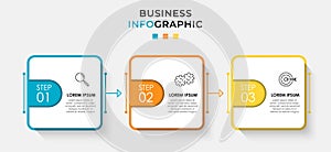 Vector Infographic design business template with icons and 3 options or steps. Can be used for process diagram, presentations,